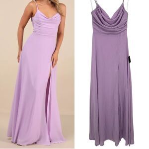 Lulus Cowl Neck Maxi Dress S Lavender Purple Notorious Poise Y2K Lace Feminine